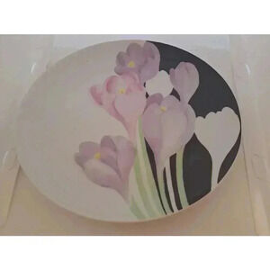 Mikasa Vogue Dinner 10" Plate‎ Purple Black White Floral Lily Porcelain China